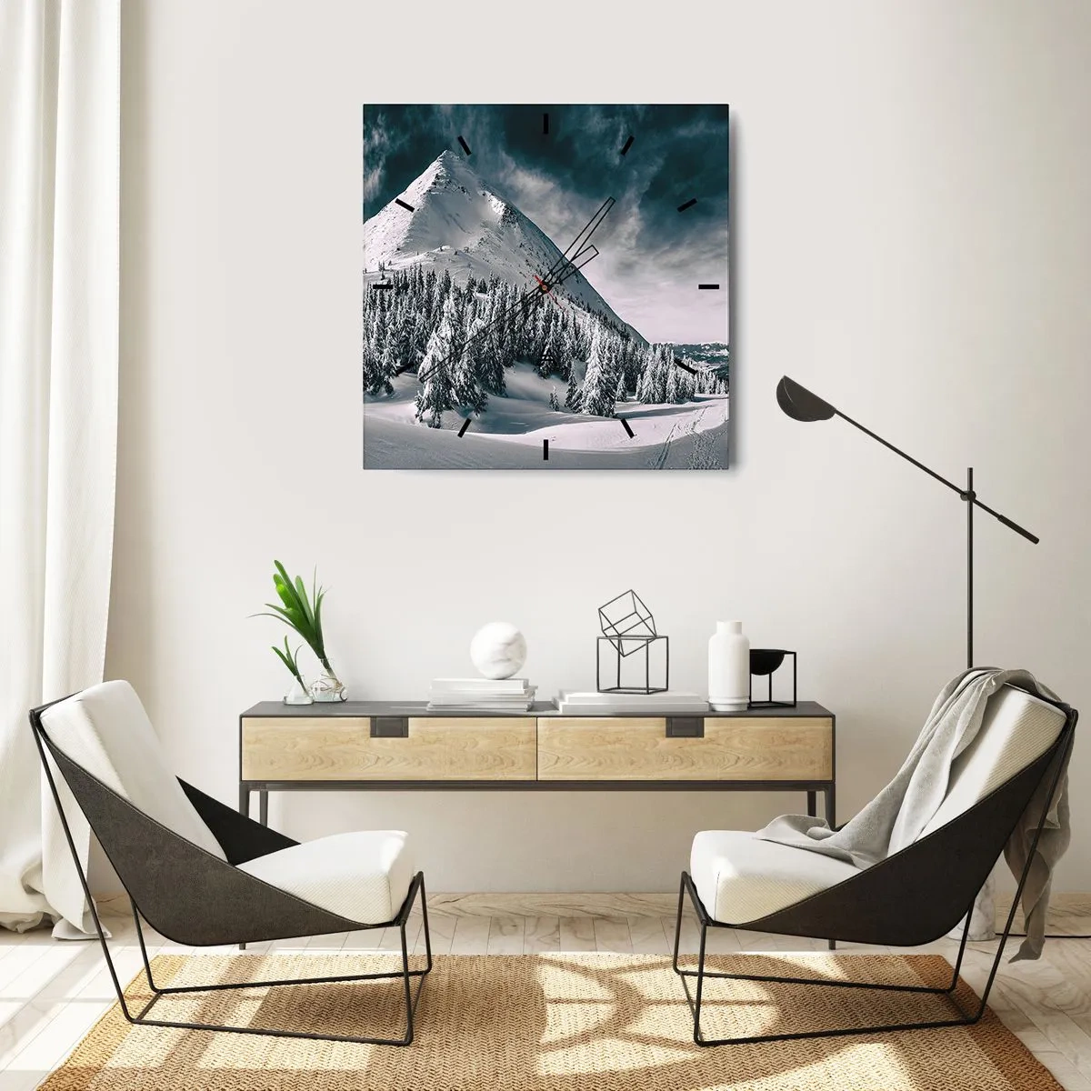 Ceas de perete - Ceas pe sticlă - Țara zăpezii și a gheții - 40x40 cm