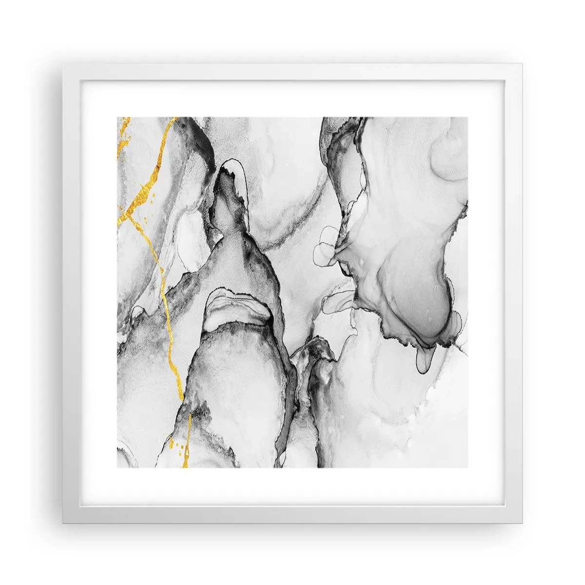 Poster în ramă albă - Compoziție cu motiv auriu - 40x40 cm