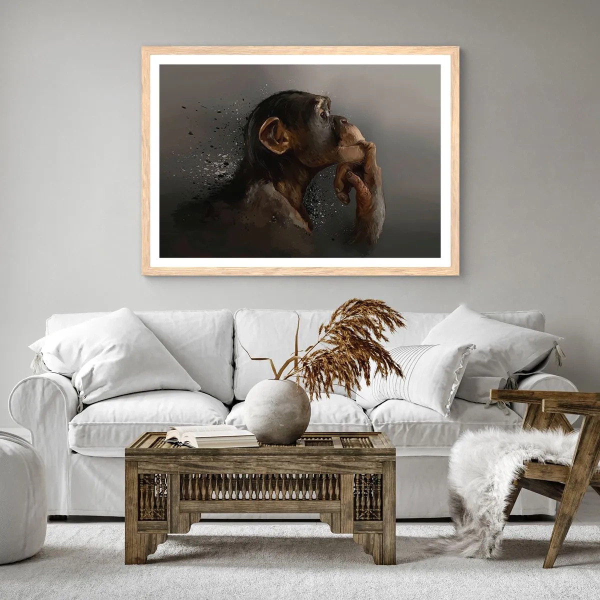 Poster în ramă de stejar deschis - Cu siguranță, gânditorul - 91x61 cm