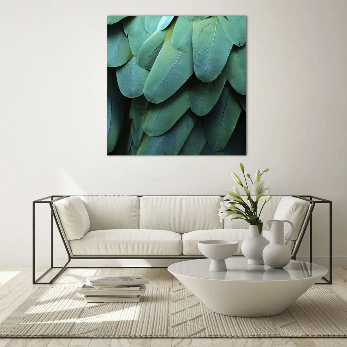 Tablou pe sticlă - Precizia naturii papagalicești - 50x50 cm