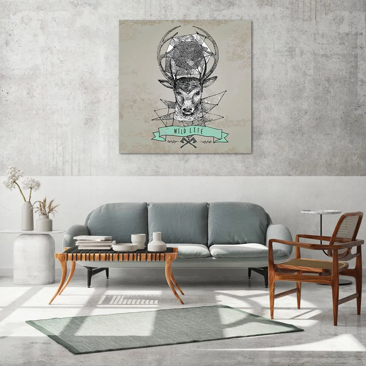 Tablou pe sticlă - Viziunea Sfântului Hubertus - 70x70 cm