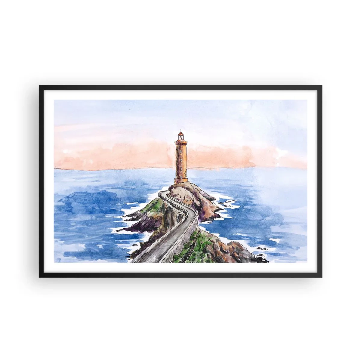 Poster în ramă neagră - Cu fața la mare - 91x61 cm