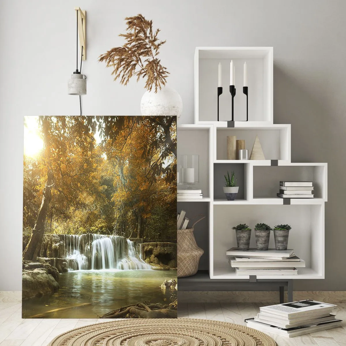 Tablou pe sticlă - Cascadă în parc - 50x70 cm