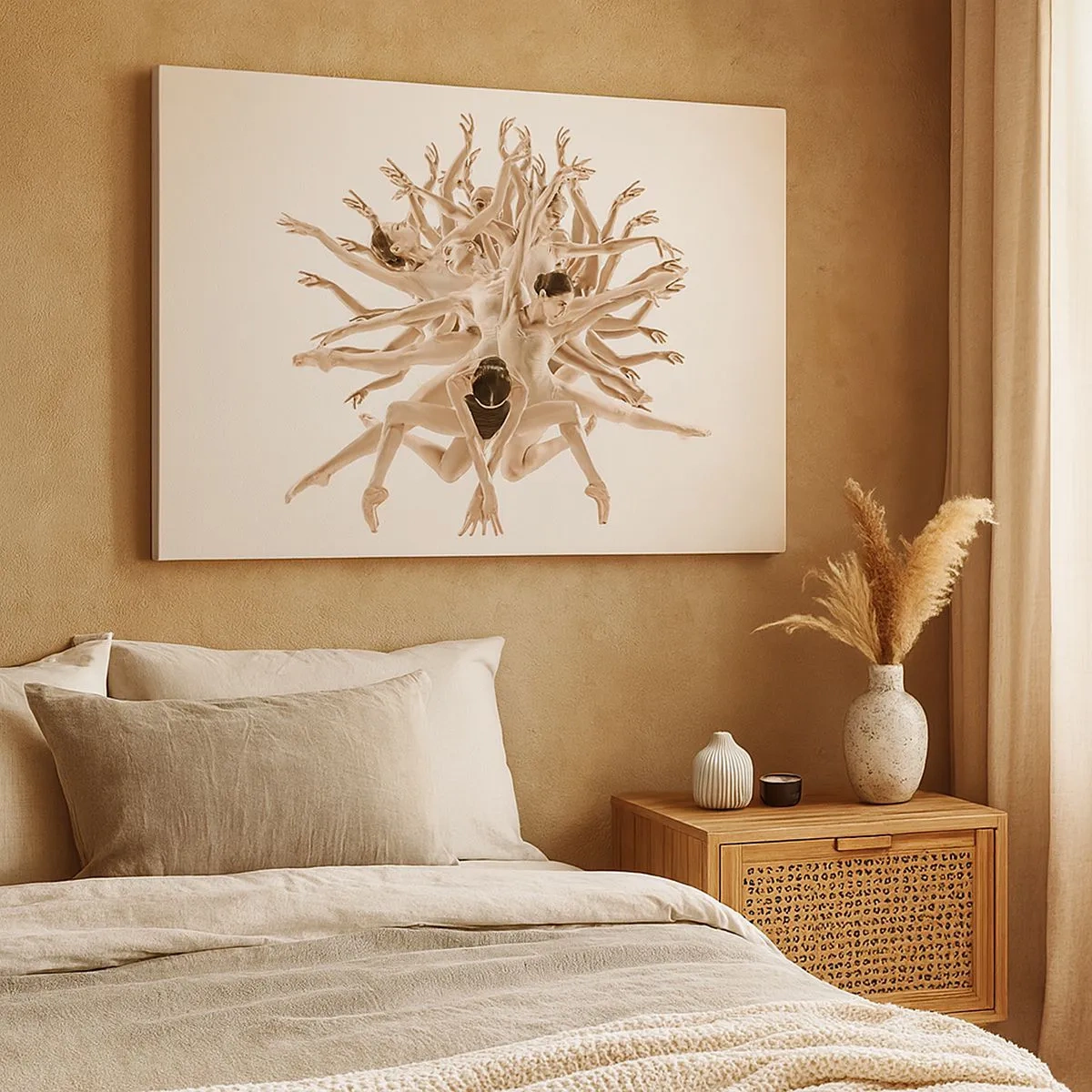 Tablou pe pânză Canvas - Compoziție abstractă a dansatorilor în mișcare - 70x50cm - Înflorirea în dans - Decorațiune modernă pentru perete pentru living și dormitor ARTTOR