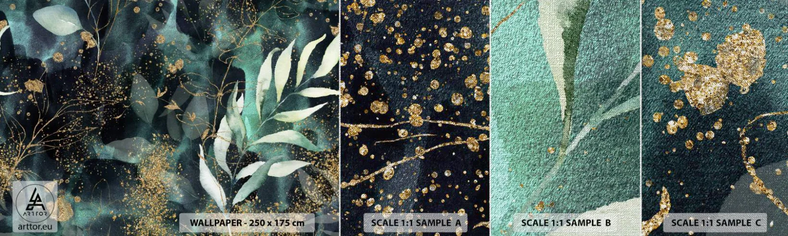 Mostră tapet Premium Canvas - Grădina fermecată - Plante, Frunze, Botanică - 100x30 cm