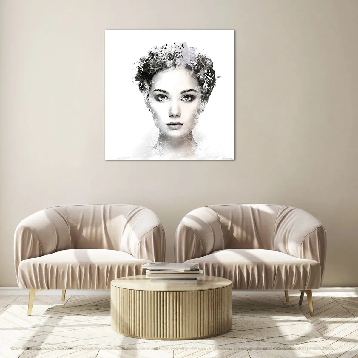Tablou pe sticlă - Un portret extrem de elegant - 50x50 cm