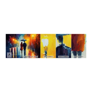 Mostră tapet Premium Canvas - Împreună - o noapte plină de culoare - Cuplu, Romantic, Mers pe jos - 100x30 cm