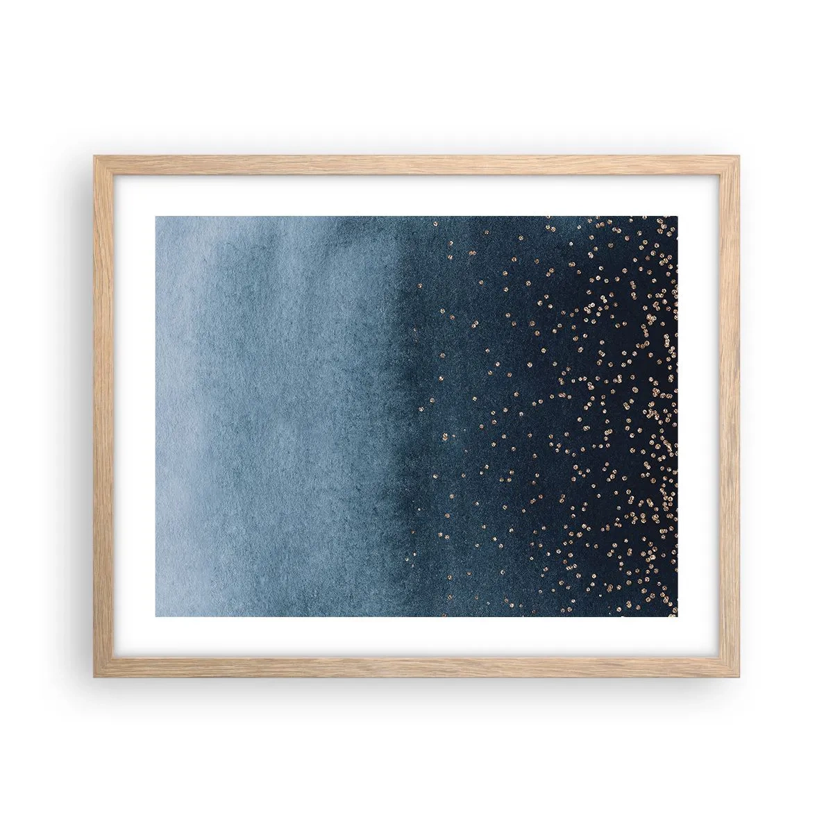 Poster în ramă de stejar deschis - Compoziție - faze albastre - 50x40 cm