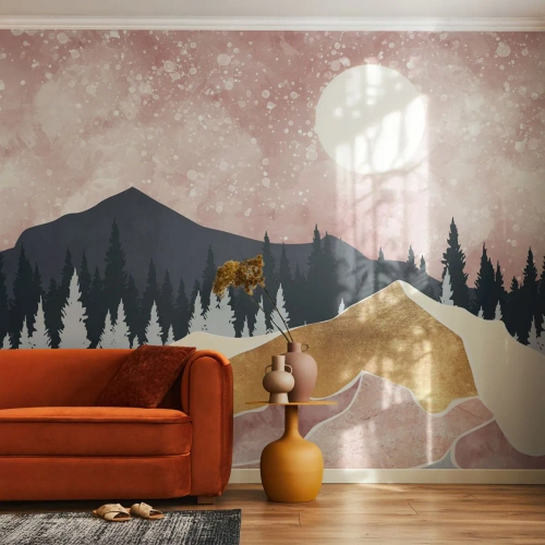 Tapet Premium Canvas - Garda de noapte - Grafică, Peisaj, Munţi - 350x256 cm
