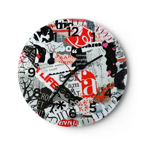 Ceas de perete - Ceas pe sticlă - Colaj de hipsteri - 40x40 cm