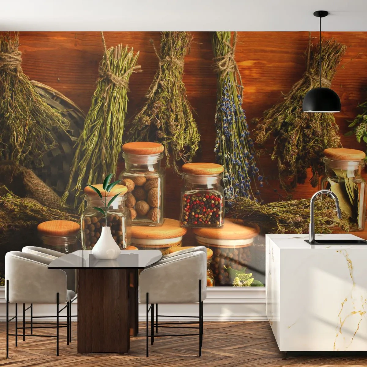 Tapet Standard Eco - Vrăjitorie de bucătărie - Gastronomie, Ierburi uscate, Condimente - 250x175 cm