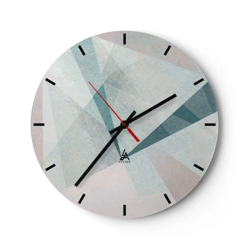 Ceas de perete - Ceas pe sticlă - Modele abstracte în nuanțe de albastru și gri - 30x30cm - Calm și totuși dinamic - Decorațiune modernă pentru perete pentru living, bucătărie și dormitor ARTTOR