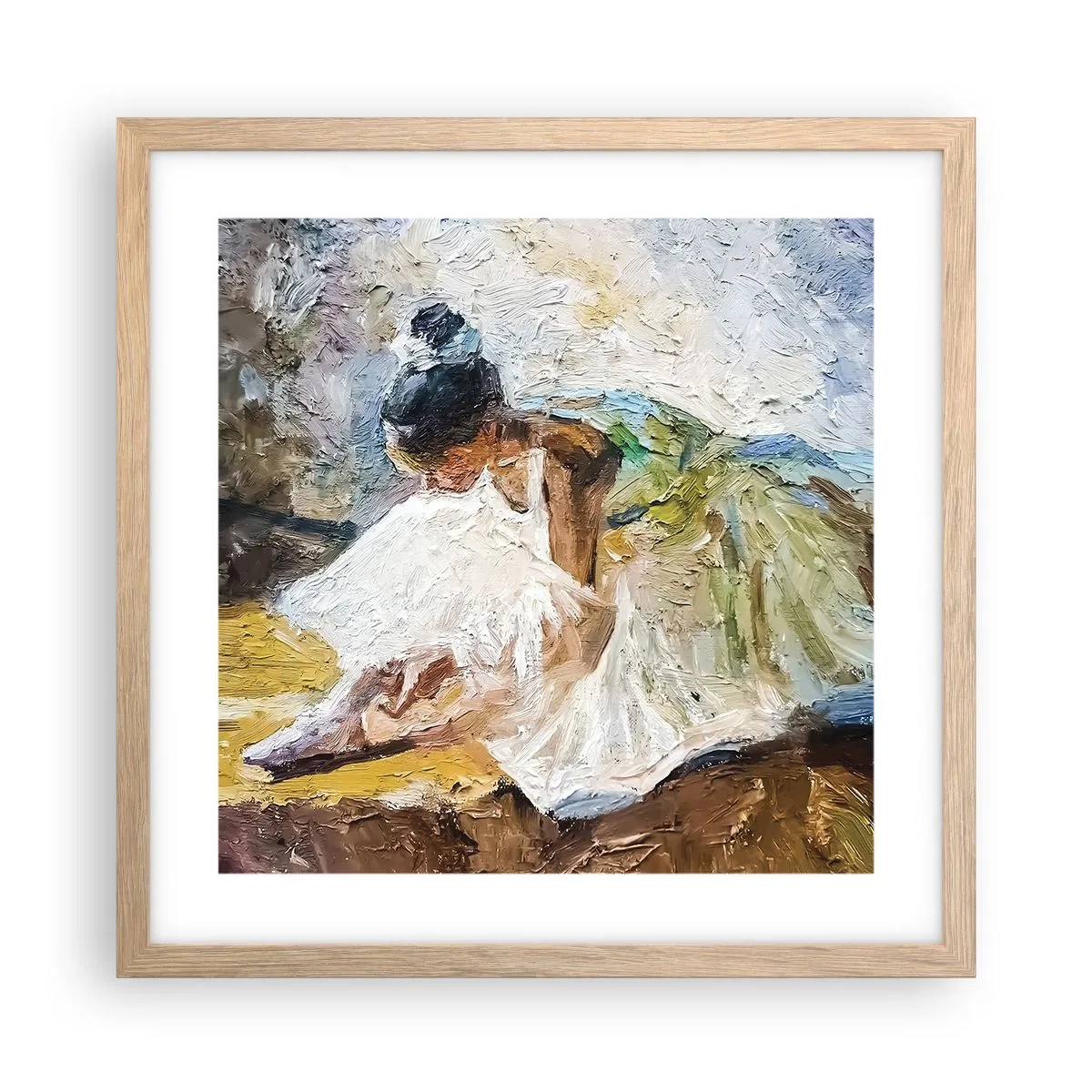 Poster în ramă de stejar deschis - Dintr-un tablou de Degas - 40x40 cm
