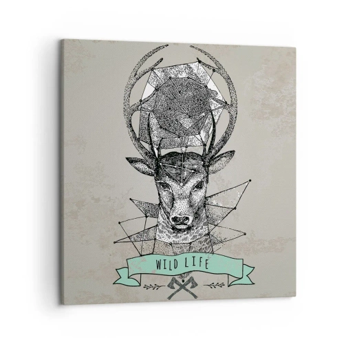 Tablou pe pânză - Viziunea Sfântului Hubertus - 50x50 cm