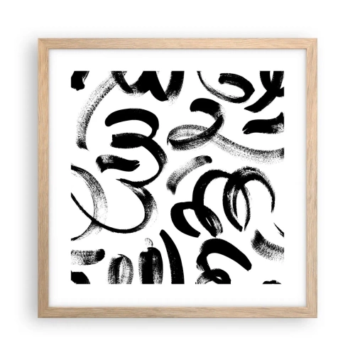 Poster în ramă de stejar deschis - Negru pe alb - 40x40 cm