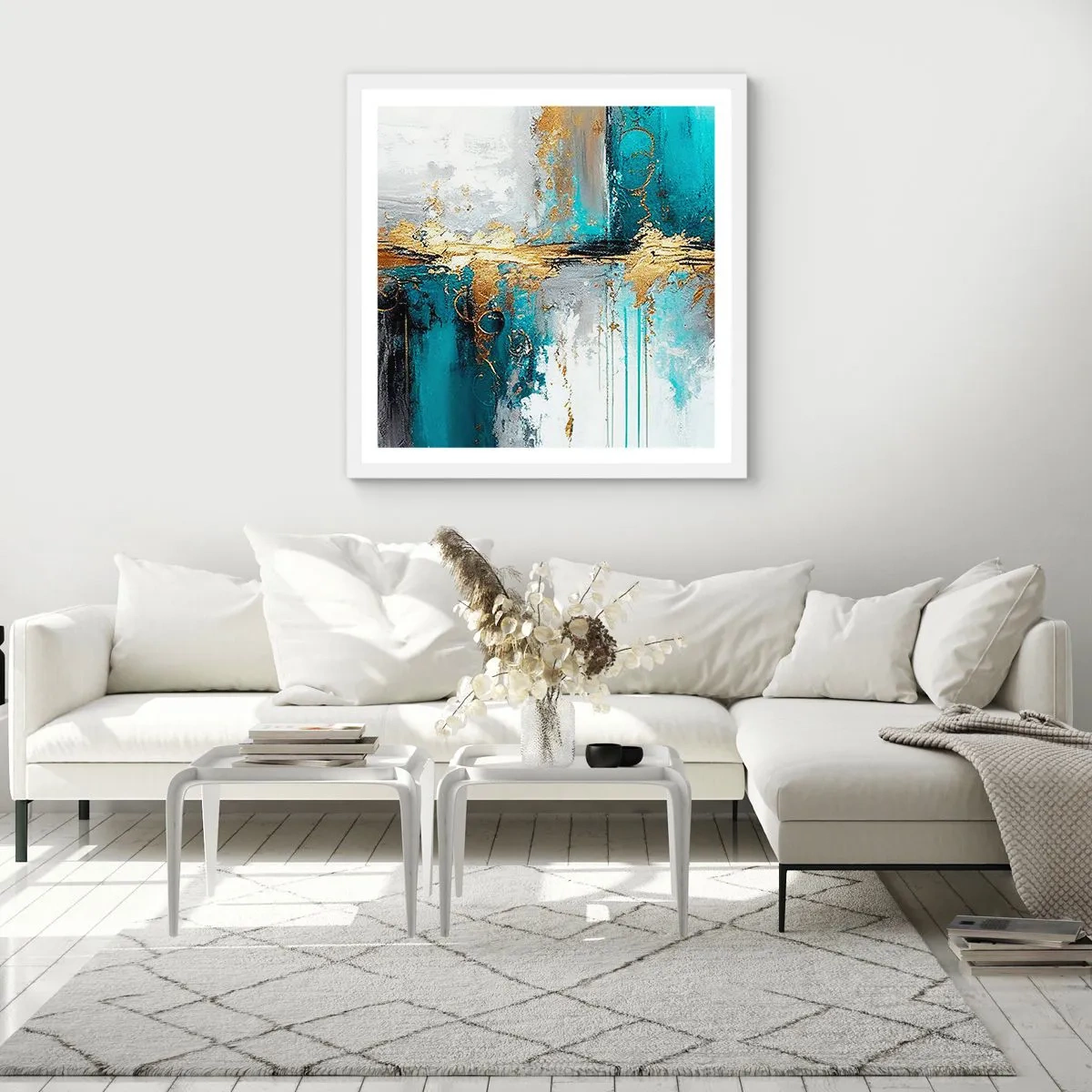 Poster în ramă albă - Totul curge - 40x40 cm