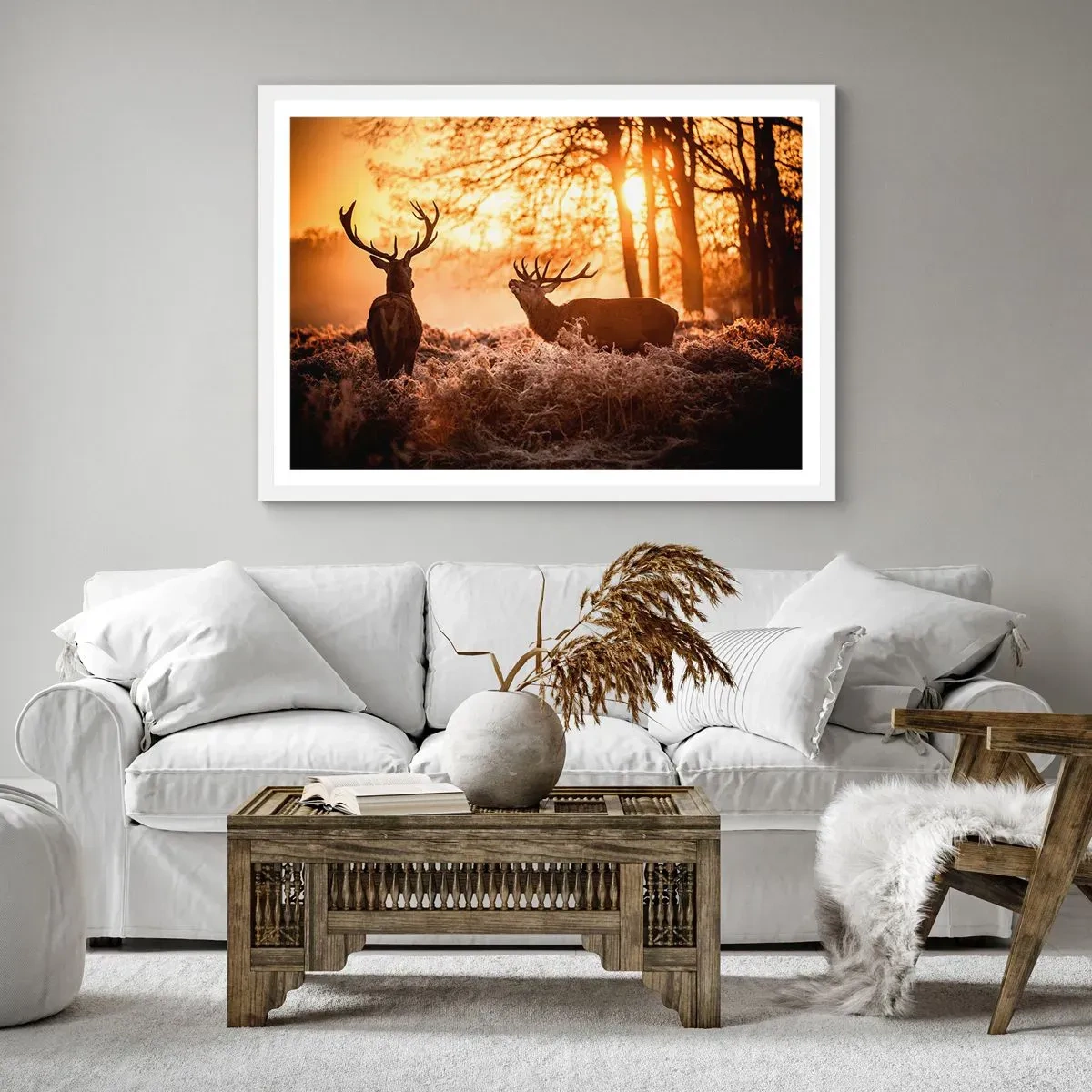 Poster în ramă albă - Visul unui vânător - 50x40 cm