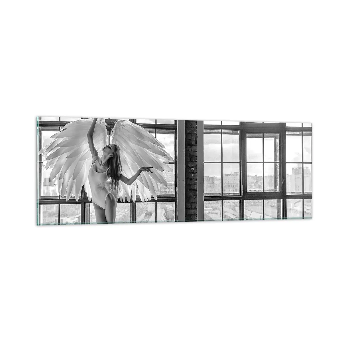 Tablou pe sticlă - Orașul îngerilor dansatori? - 90x30 cm