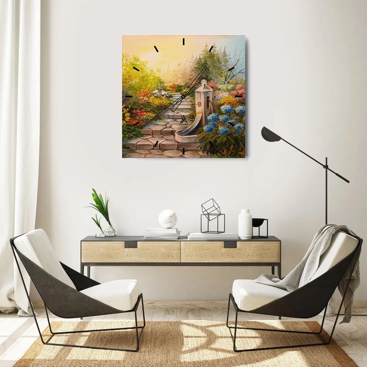 Ceas de perete - Ceas pe sticlă - În plină înflorire - 30x30 cm