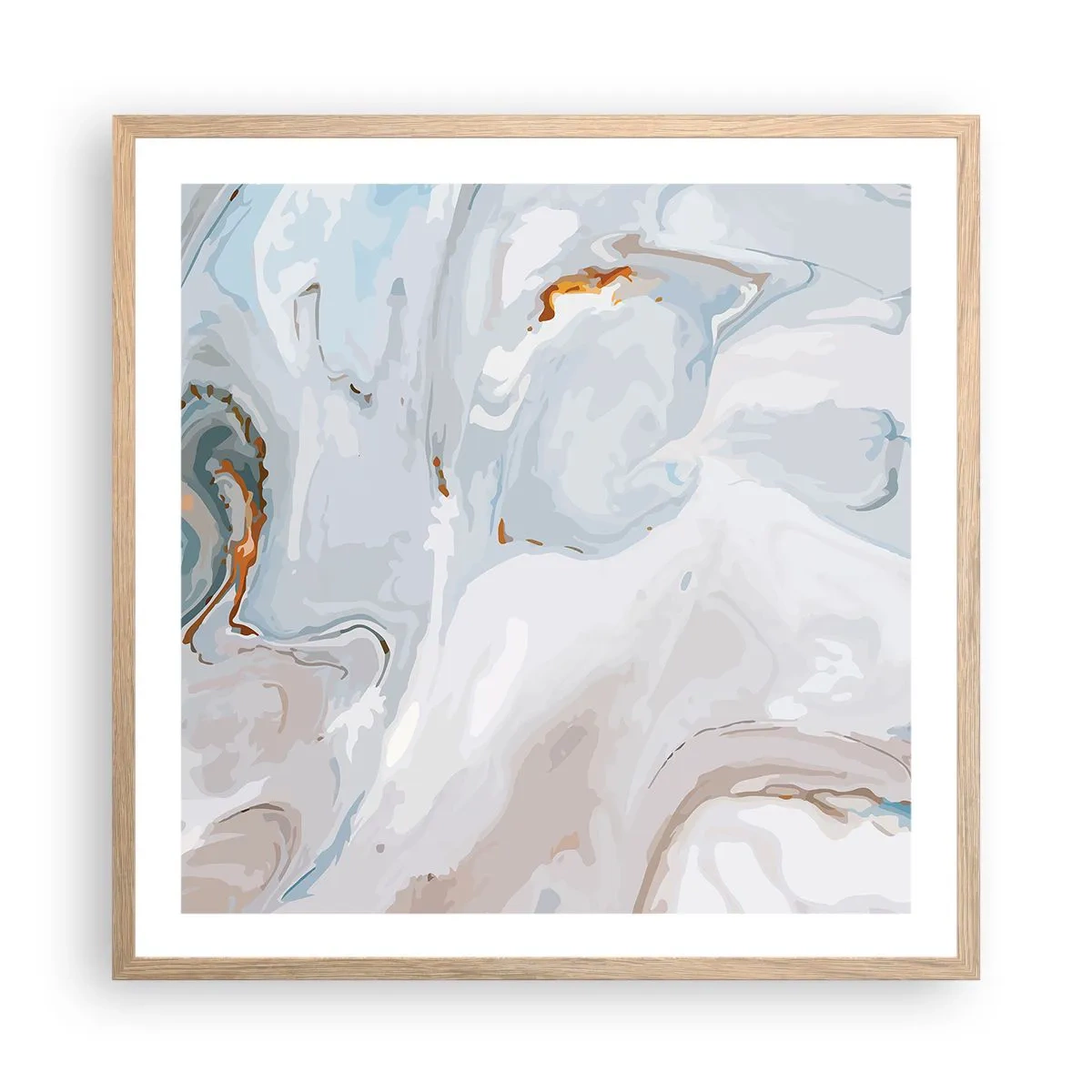 Poster în ramă de stejar deschis - Albul ridicat - 60x60 cm