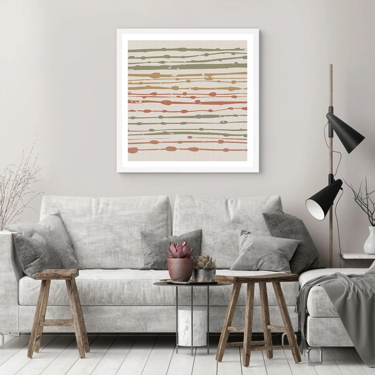 Poster în ramă albă - Notația culorilor muzicale - 40x40 cm