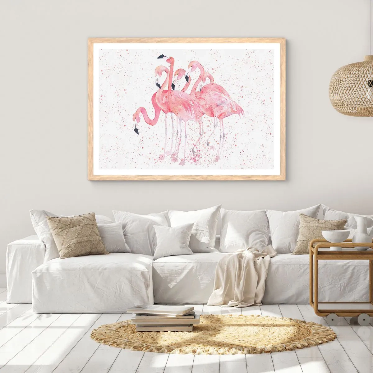 Poster în ramă de stejar deschis - Ansamblul roz - 91x61 cm