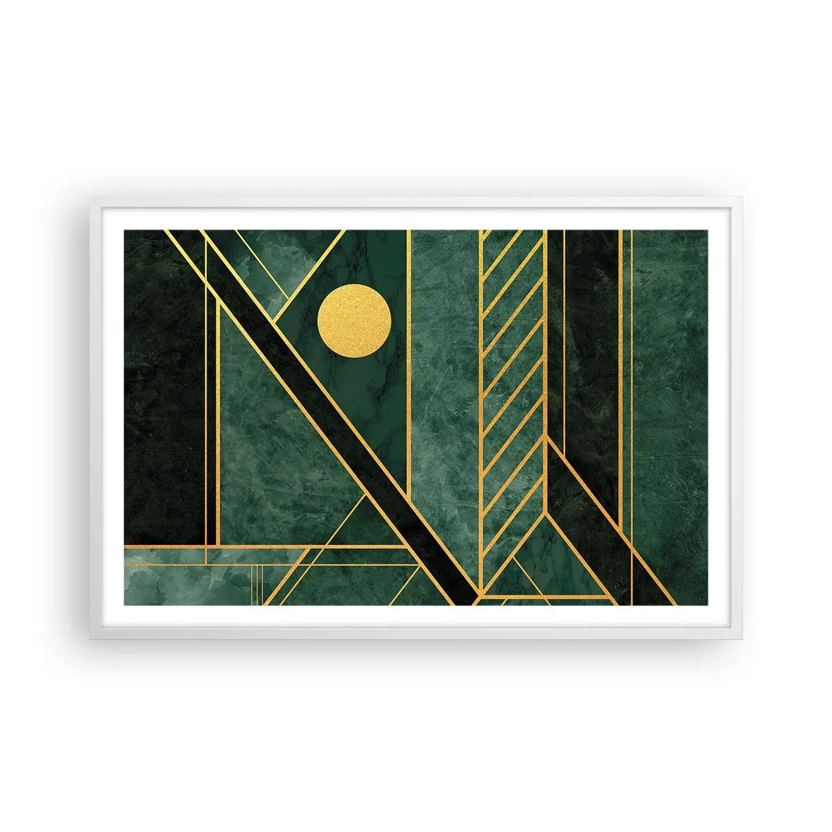 Poster în ramă albă - Dinamica aurului și a azurului - 91x61 cm