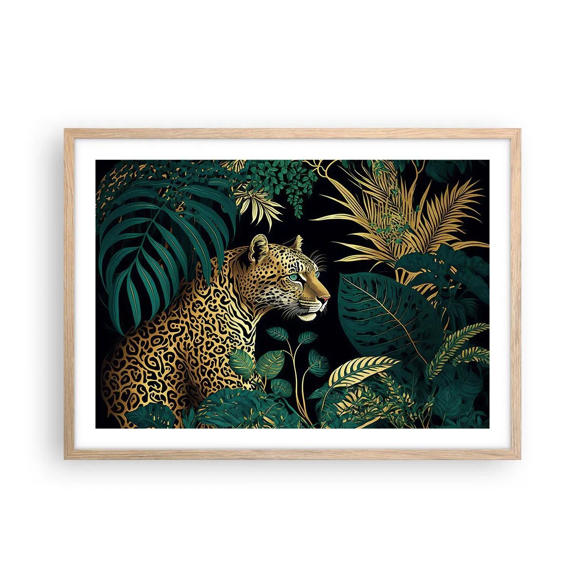 Poster în ramă de stejar deschis - Domnitorul junglei - 70x50 cm