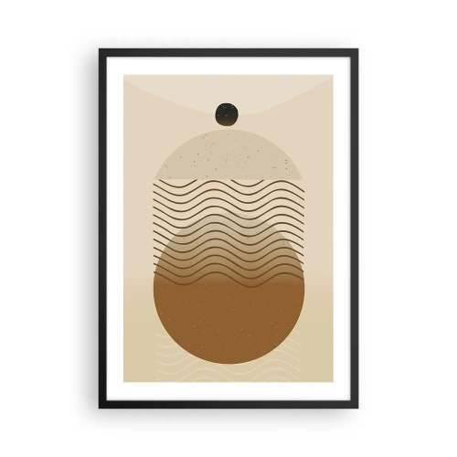 Poster în ramă neagră - Un model minimalist cu valuri și forme geometrice - 50x70cm - Despre originea figurilor geometrice - Decorațiune modernă pentru perete pentru living și dormitor ARTTOR