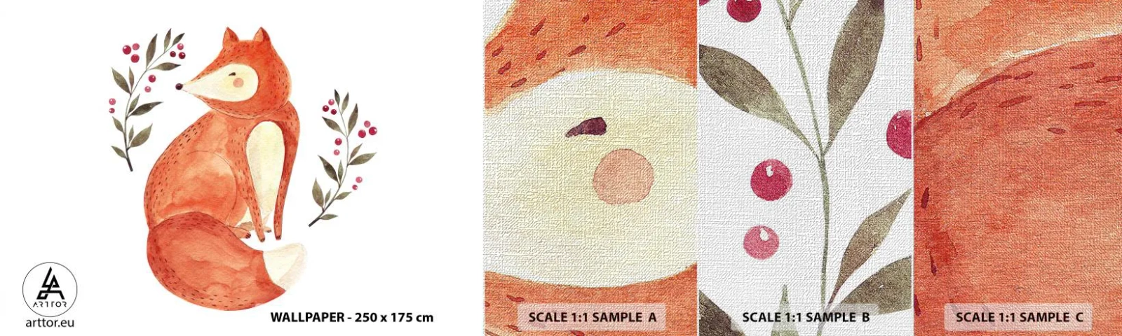 Mostră tapet Premium Canvas - Micuțul roșcat - Pentru copii, Vulpe, Basm - 100x30 cm