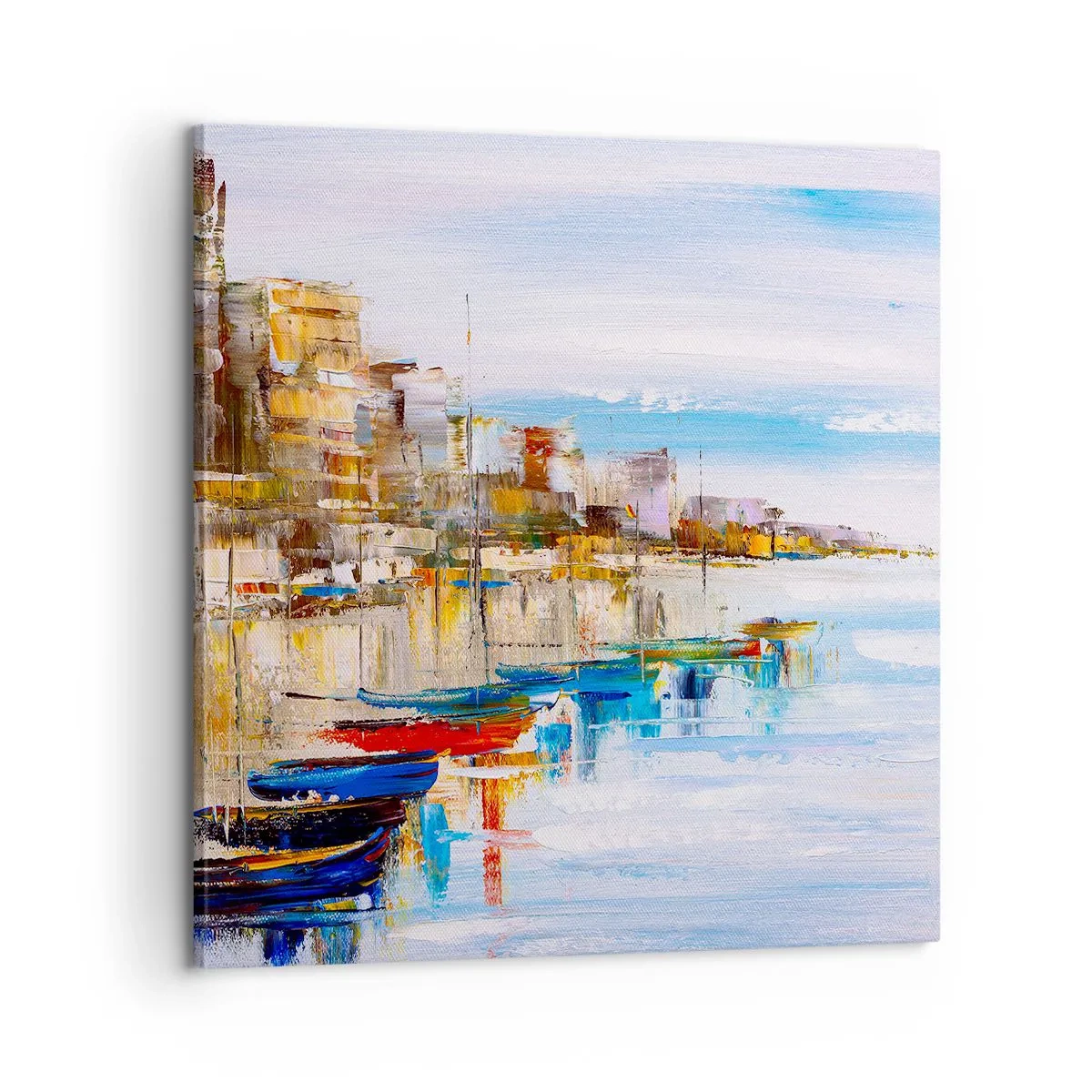 Tablou pe pânză - Port urban multicolor - 60x60 cm