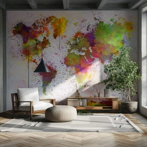 Tapet Premium Canvas - Cumva a ieșit așa - Harta lumii, Continente, Bucată - 300x210 cm