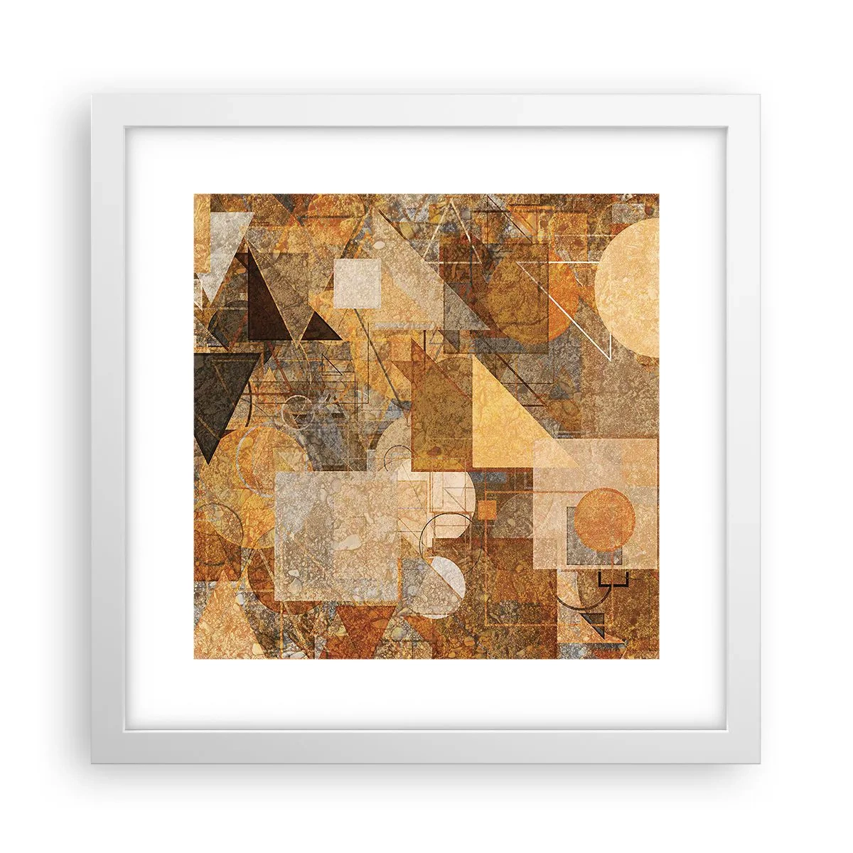 Poster în ramă albă - Studiu cubist de bronz - 30x30 cm