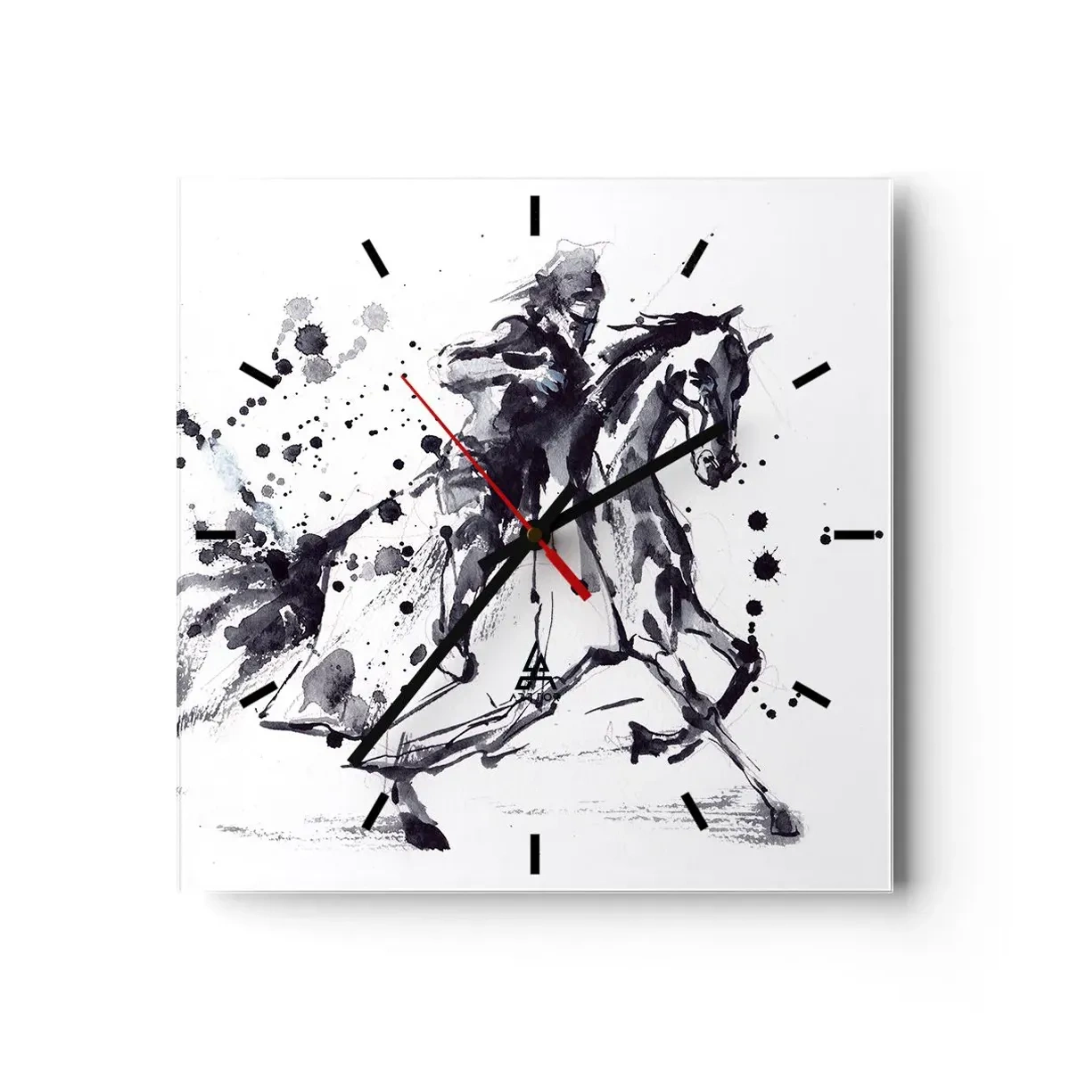 Ceas de perete - Ceas pe sticlă - Cavalerul negru - 30x30 cm