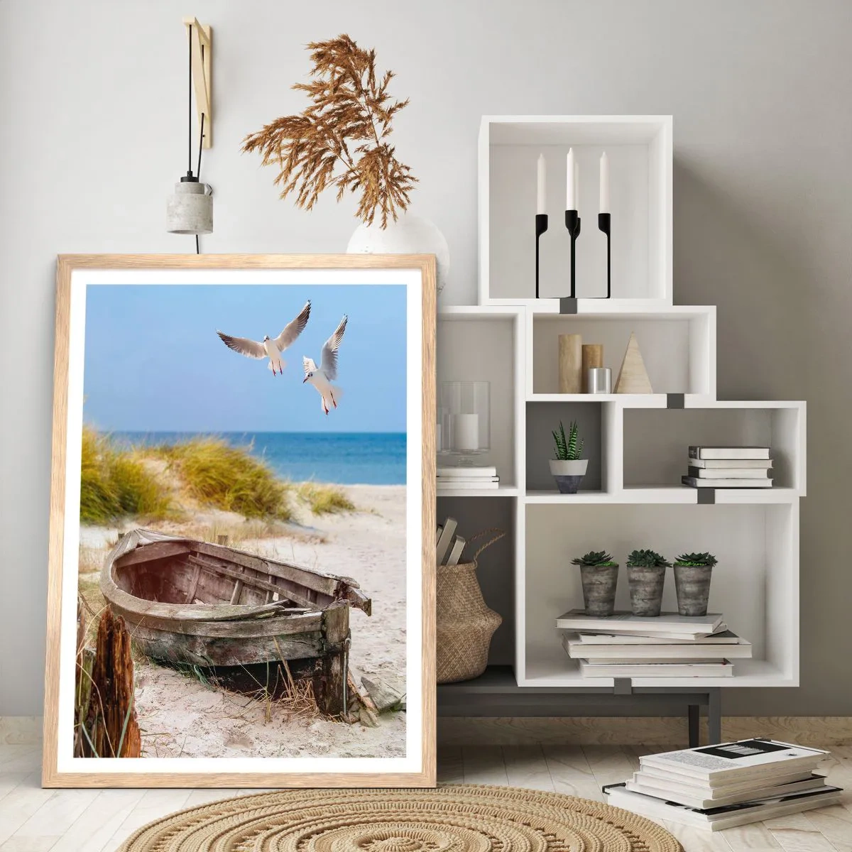 Poster în ramă de stejar deschis - Scăldate în vânt - 61x91 cm