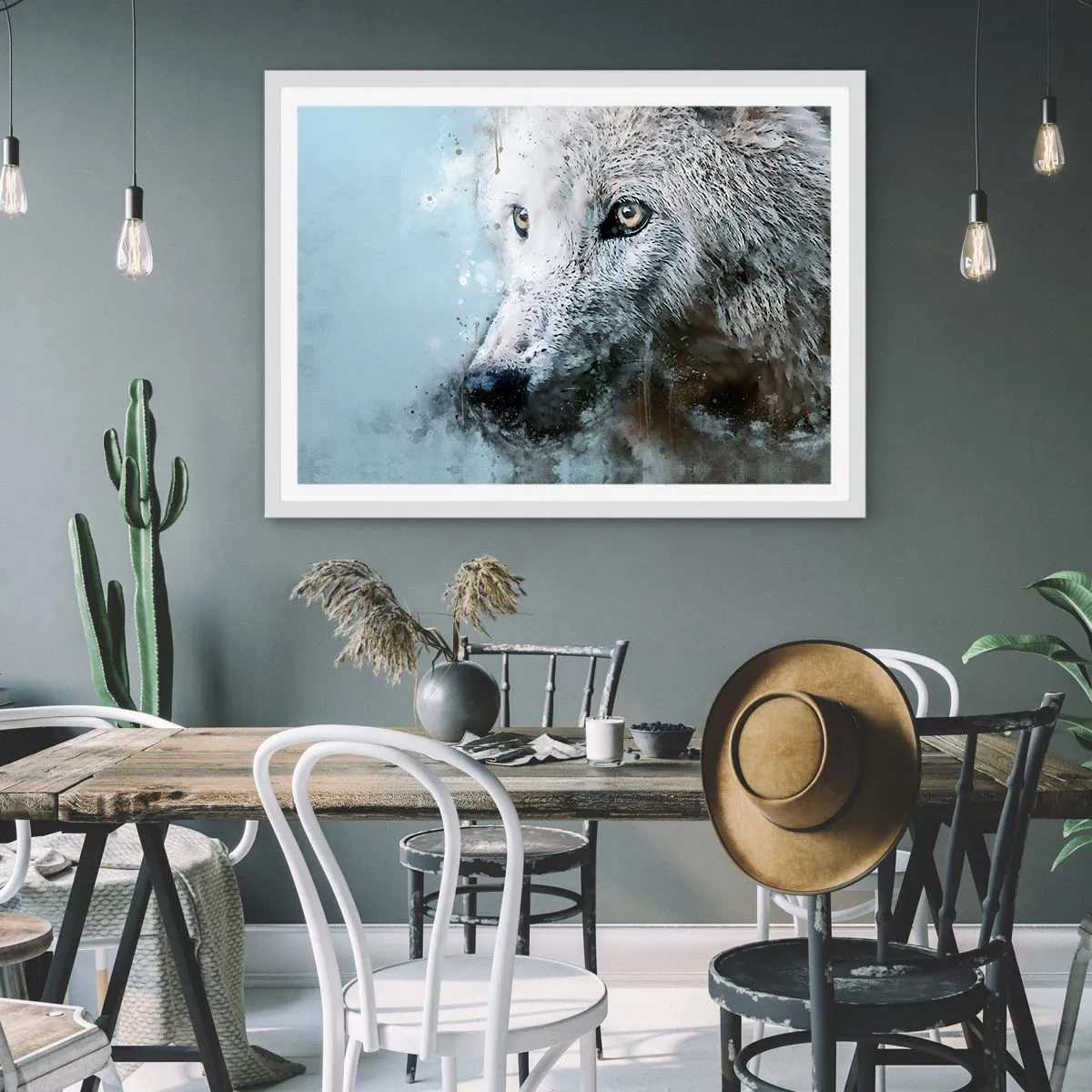 Poster în ramă albă - Faceți cunoștință cu sufletul lupului - 70x50 cm