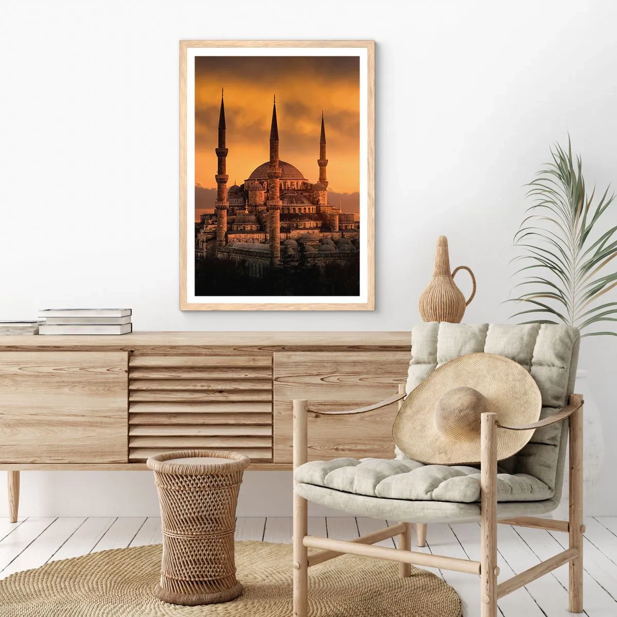 Poster în ramă de stejar deschis - Dumnezeu este mare - 50x70 cm