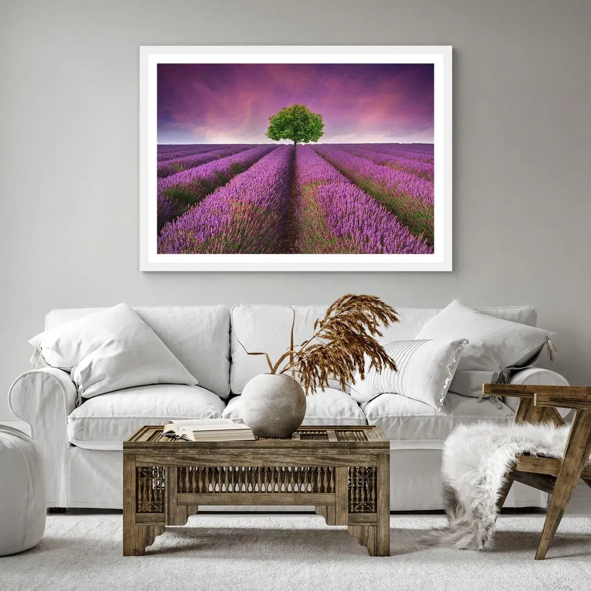 Poster în ramă albă - În câmpurile de lavandă - 40x30 cm