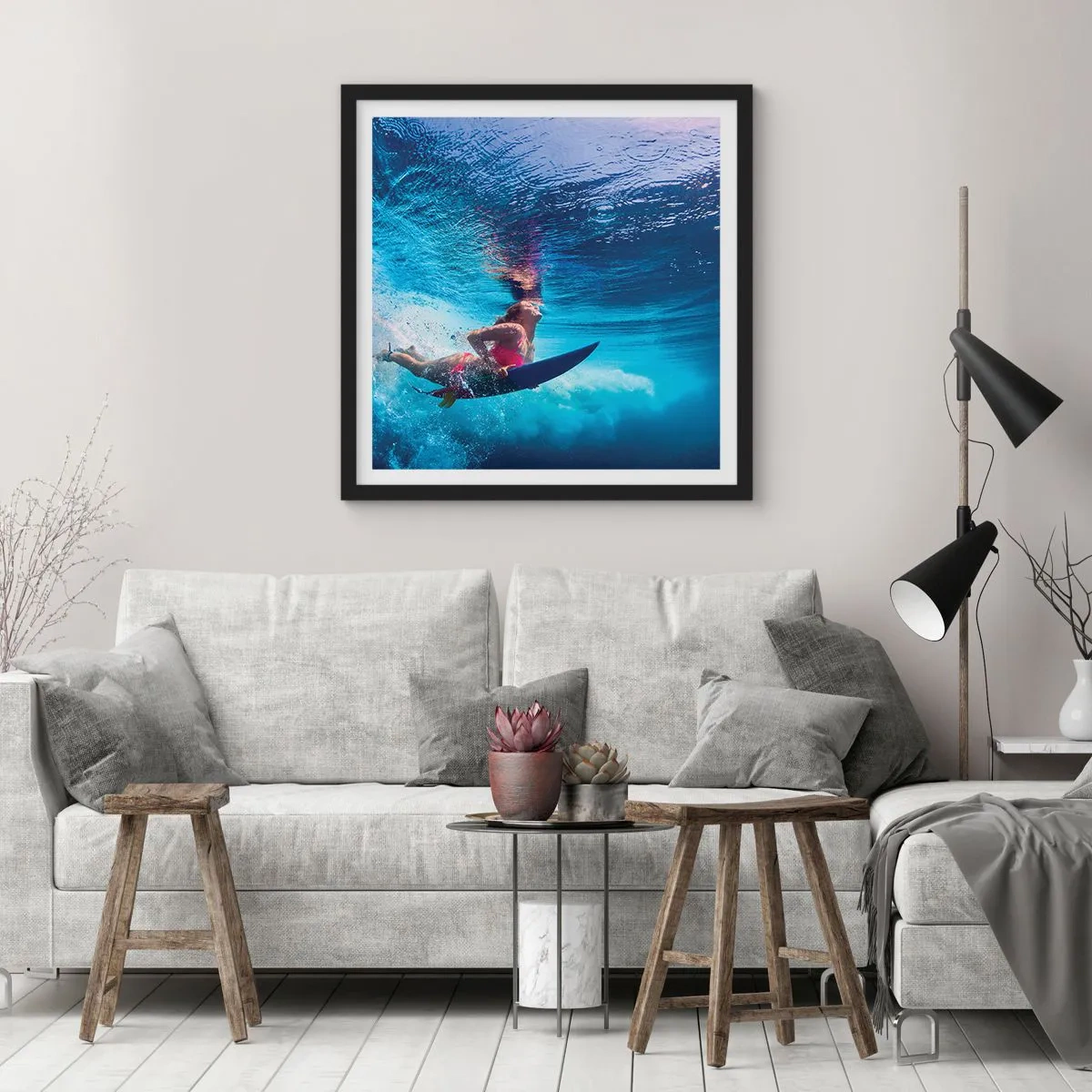Poster în ramă neagră - Profunzimea bucuriei - 30x30 cm
