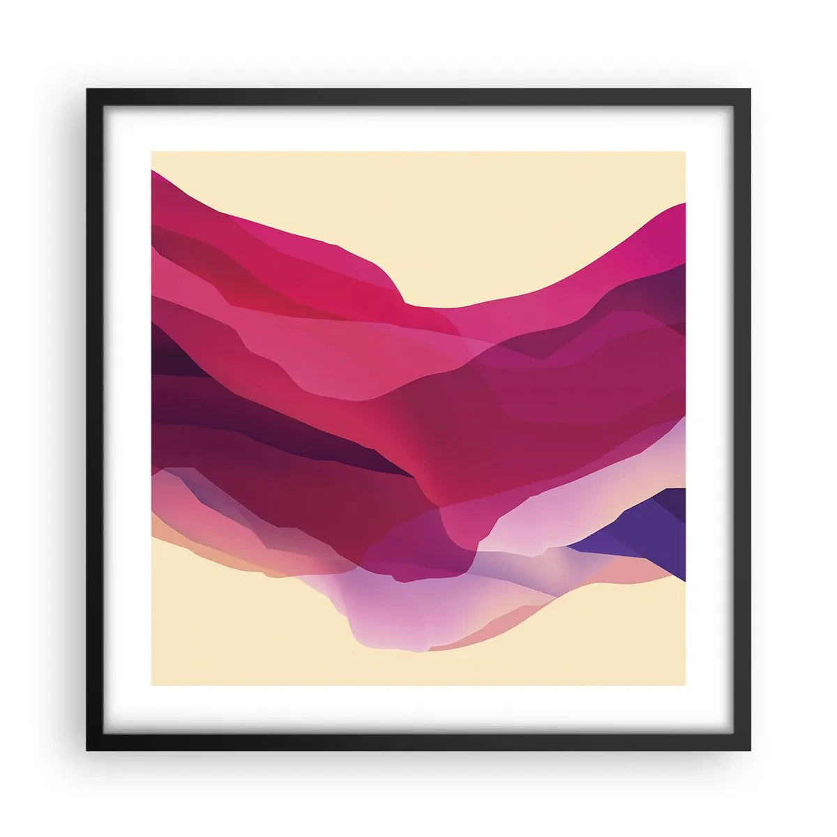 Poster în ramă neagră - Valuri de violet - 50x50 cm