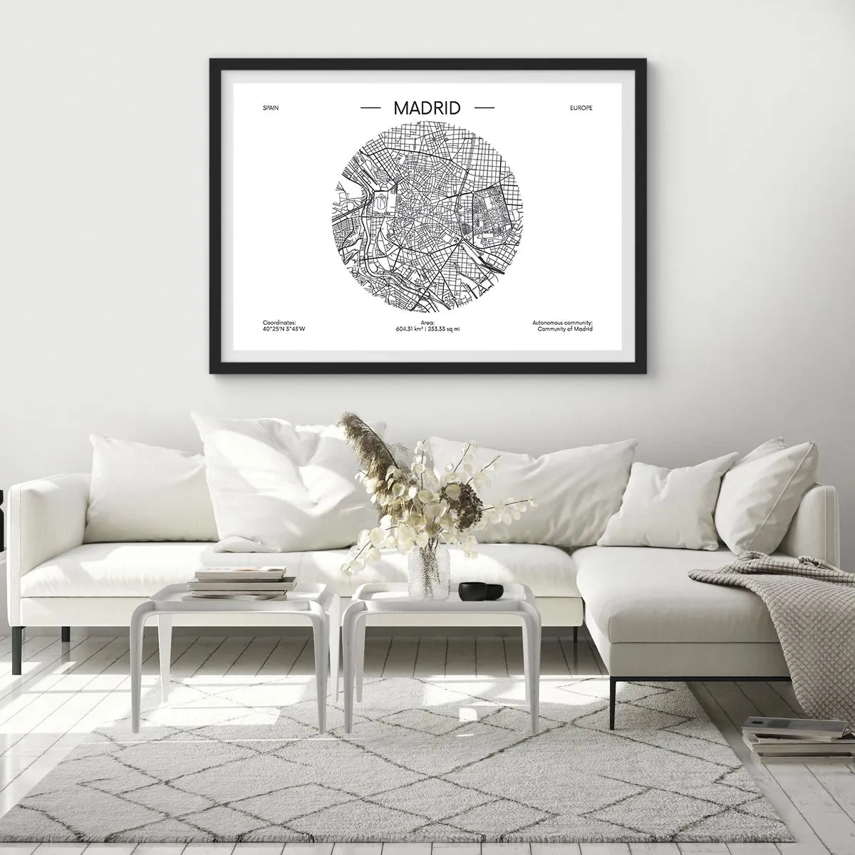 Poster în ramă neagră - Anatomia Madridului - 70x50 cm