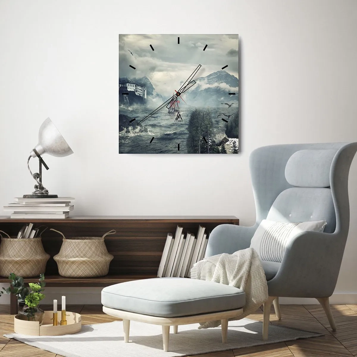 Ceas de perete - Ceas pe sticlă - Pe ape magice - 30x30 cm