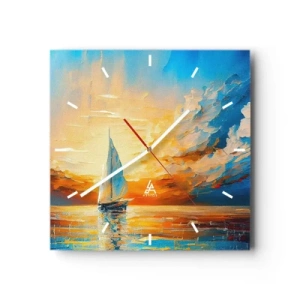 Ceas de perete - Ceas pe sticlă - Navigare prin aur - 40x40 cm
