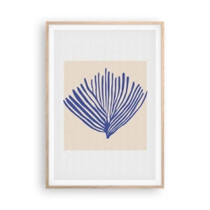 Poster în ramă de stejar deschis - Evantai albastru - 70x100 cm
