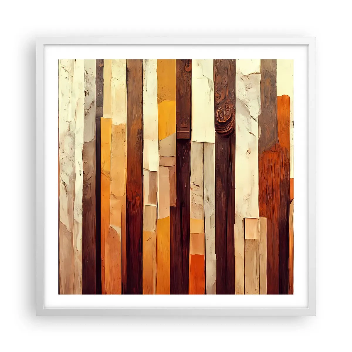 Poster în ramă albă - Imnul copacilor din pădure - 60x60 cm