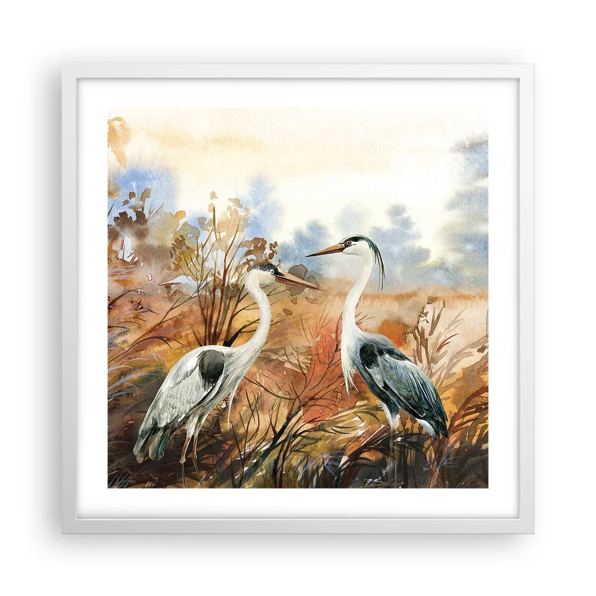 Poster în ramă albă - Încotro în toamnă? - 50x50 cm