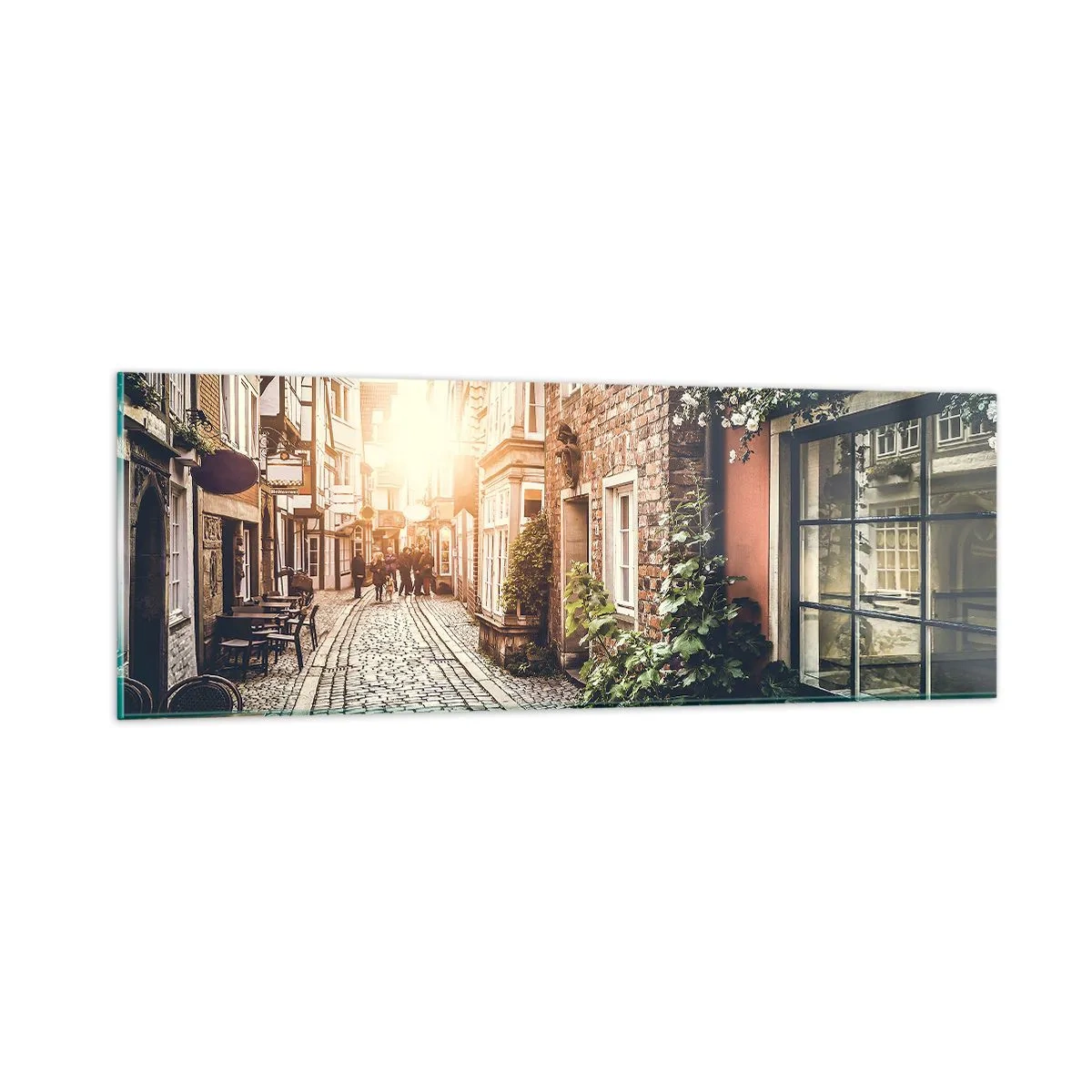 Tablou pe sticlă - Străduță în splendoare roz - 90x30 cm