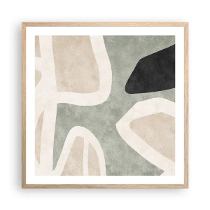 Poster în ramă de stejar deschis - Compoziție cu motiv negru - 60x60 cm