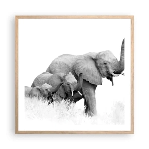 Poster în ramă de stejar deschis - Unu, doi, trei - 60x60 cm