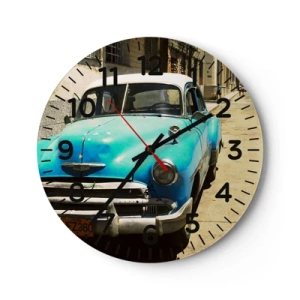 Ceas de perete - Ceas pe sticlă - Eviva Cuba! - 40x40 cm